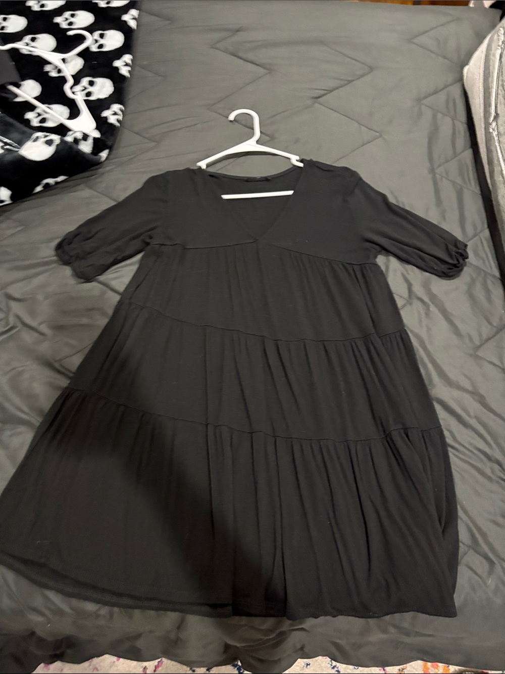 black tiered ruffle babydoll dress